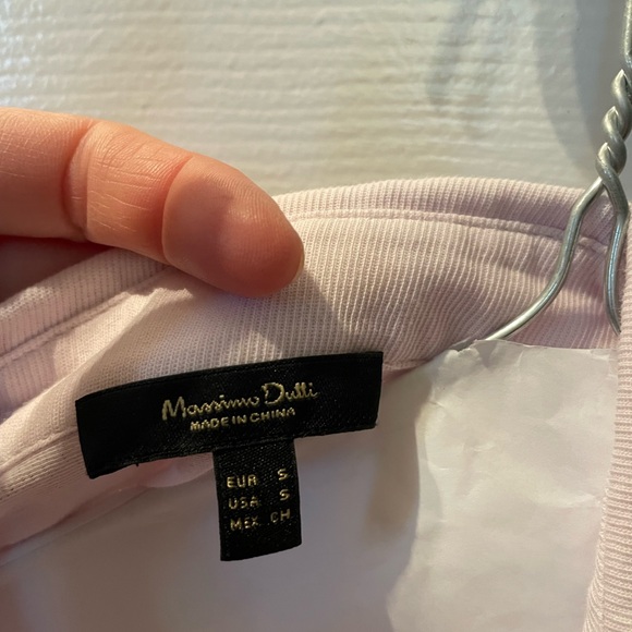 MASSIMO DUTTI pink cropped tie front blouse. Size Small - Picture 3 of 7